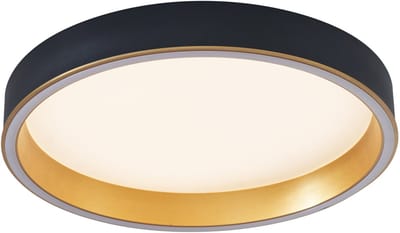 QAZQA ingo - Design LED Plafondlamp - 1 lichts - Ø 40 cm - Zwart Goud - Woonkamer | Slaapkamer | Keuken