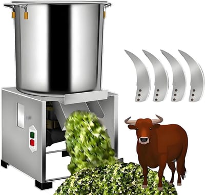 Keukenmachine Groentesnijder - Commerciële Snijder - Dierenvoer Bereiden - Hoge Capaciteit 120kg/u - 30x30x55cm - Zilver