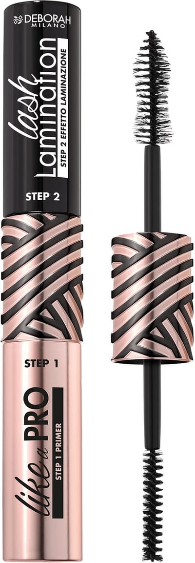 Deborah Milano Like A Pro Lash Lamination Mascara – 2-in-1 Primer & Mascara - Versterkt & Voedt - Met Hyaluronzuur & Keratine - Extra Volume, Lift & Lengte Voor Gelamineerde Wimpers - Intens-Zwart & Professionele Look
