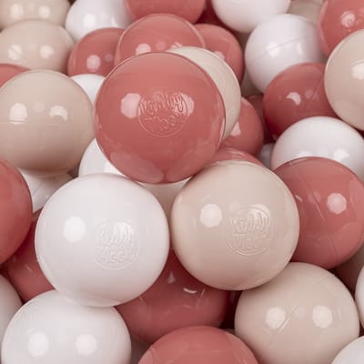 KiddyMoon 200 ballen/7cm kinderballen speelballen voor ballenbad baby éénkleurige plastic ballen made in eu, pastel beige/zalm/wit