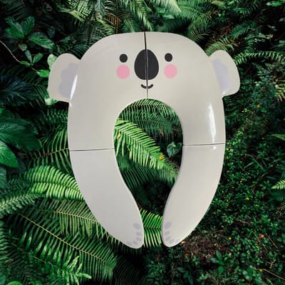 Toiletbril verkleiner koala antislip grijs WC compact en opvouwbaar met hoes - draagbare toiletbril voor kind peuter kleuter - reistoiletbril - reisbenodigdheden - compacte toilettrainer - kindertoiletbril - toiletbrilverkleiner