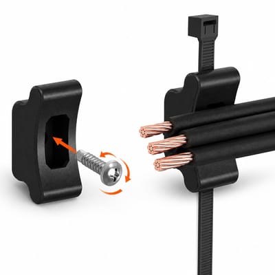 Set 12 Stuks Kabelhouder Met Tie Wrap Bevestiging - Kabel Clip Met Schroef Of Dubbelzijdige Tape - Kabelmanagement Voor Elektrische Kabels Bundels En Snoeren - Universele Kabelgeleider Voor Bureau Werkplaats En Installatie - Zwart