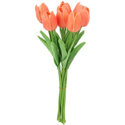10 pcs Fleurs de Tulipes Artificielles Fleurs à Haute Simulation Décor pour Salon Table de Dîner orange