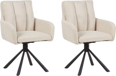 SARDOAL - Set van 2 eetkamerstoelen - Lichtbeige - Polyester