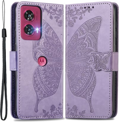 Coverup Hoesje - Geschikt voor Motorola Edge 50 Fusion Hoesje - Coverup Vlinder Book Case - Paars