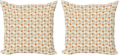 ABAKUHAUS Kaneelkleurige decoratieve kussenhoes, 2 stuks, moderne accenten, dubbelzijdige digitale print, 40x40 cm, Kokosnoot donker eierschaalkleur
