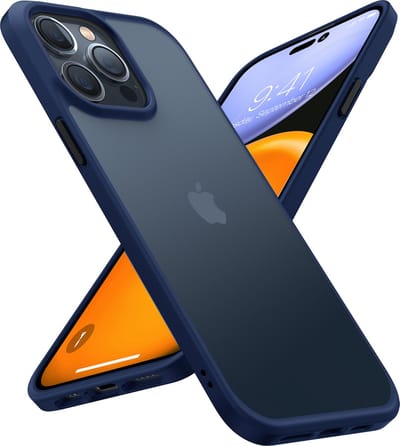 Torras geschikt voor iPhone 14 Pro Max hoesje Semi Transparant Shockproof hoesje - Blue