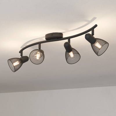 EGLO Corvigno plafondspot, lengte 64 cm, zwart, 4-lamps, staal