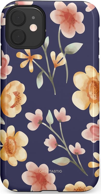 Casetastic Hoesje Geschikt voor Apple iPhone 11 - Stijlvolle Beschermende Duo-layer Case - Fluweel Bloemendesign