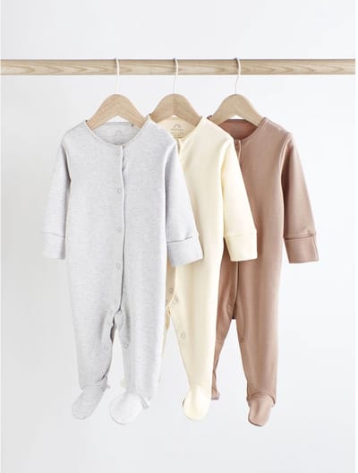 Next - Pasgeboren unisex - Set van 3 babypyjama's van 100% katoen - Crème