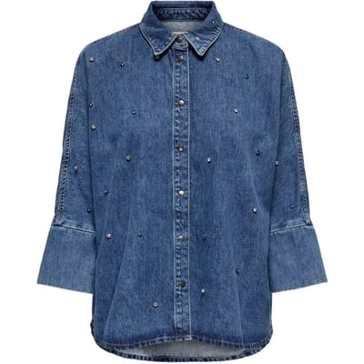 ONLY - ONLGRACE 3/4 RHINESTONE MB DNM SHIRTNOOS - Dames - Blouses