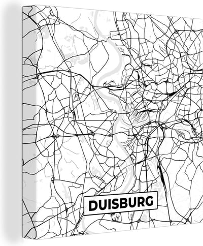 Canvas Schilderij Duisburg - Plattegrond - Kaart - Stadskaart - 20x20 cm - Wanddecoratie