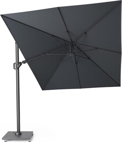 Platinum Sun & Shade – Zweefparasol – Challenger T² - 350x260cm – Antraciet – Dubbel Kantelbaar – 360° Draaibaar – 96% UV protectie