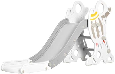 Kinder Slide met Antislip Treden en Makkelijk Grijpbare Handvaten, Stevige Ondersteuning, Rocketvorm, Geschikt voor Kinderen van 1.5-3 Jaar Binnen, 157x46.5x80 cm Wit