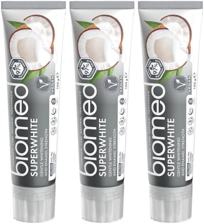 BIOMED Superwhite - Tandpasta - Witte kokos zonder fluoride 3-pack