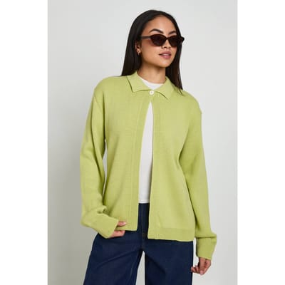 boohoo Dames Gebreid Vest Met Kraag | Sage | Maat: Small