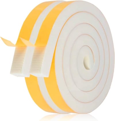 Zelfklevende Sealing Tape voor Deuren en Ramen, Geluiddicht, Waterdicht en Stofdicht, 12mm (B) x 10mm (D)/4m, Wit, Ideaal tegen Koude Tocht en Geluidsoverlast