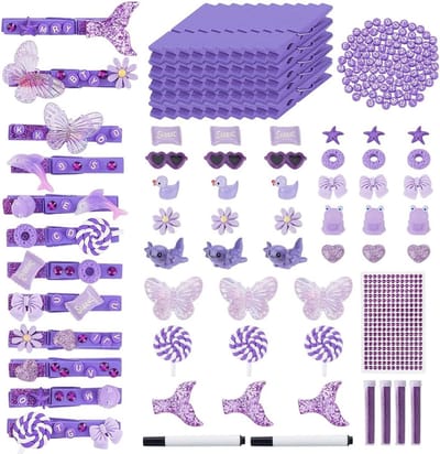 50 sets paarse houten cheer wasknijpers, decoratie voor rugzakken, doe-het-zelf cheerspelden, cadeau, bulk, voor cheerleading team, met mini-dierenstrik, bloemen, hanger, letters, parels