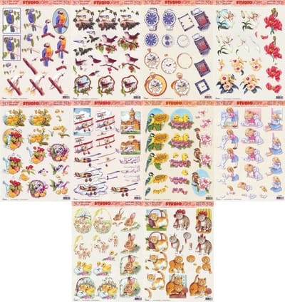10x 3DA4 Knipvellen - Voor elk wat wils - Maak prachtige kaarten en scrapbook