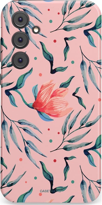 Casetastic hoesje geschikt voor Samsung Galaxy A35 - Dubbellaagse bescherming - Roze Bloemen en Takken - Fashion Case - Lichtroze Zilver Perzik