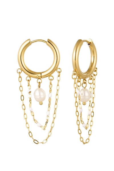 Bijoutheek Oorhangers Parel Ketting Goud