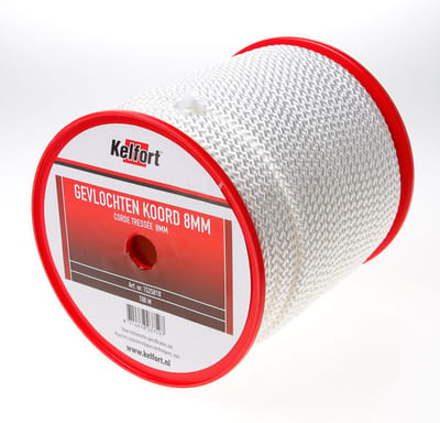 Kelfort Nylonkoord wit gevlochten 8mm