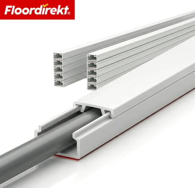 Floordirekt Kabelgoot Oskar - Zelfklevende Kabelgoot 10 x 1 m - Set Van 10 - Grootte: 15 x 10 mm - Witte Kabelafdekking voor TV, Muur & Bureau - Op Maat Knipbaar - Beschermt Kabels - Geschikt voor Verschillende Kabeldiameters