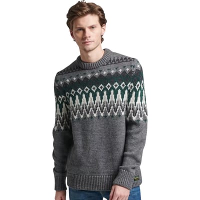 Superdry - Gebreide Fairisle trui met ronde hals - Heren - Sweaters