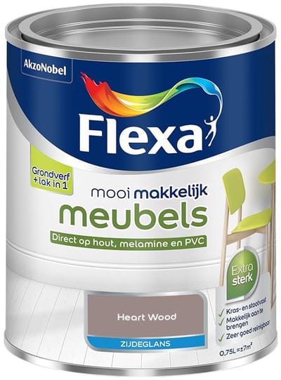 Flexa - Mooi Makkelijk Meubels Zijdeglans - Heart Wood - Mengverf - 750 Ml