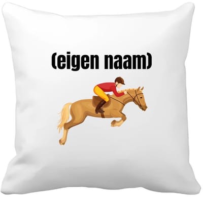 Akyol - paardrijden jockey met eigen naam Kussen hoes - Paarden - paarden/jockey liefhebbers - iemand die houdt van paarden of jockey - verjaardag - cadeau - kado - 40 bij 40 cm