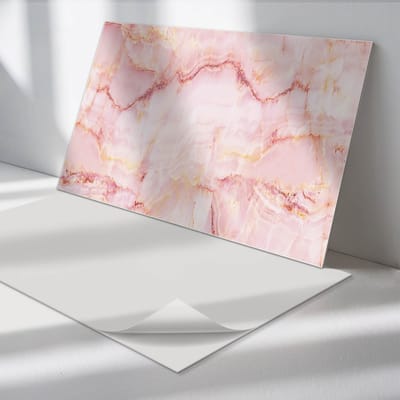 Wallfluent Vinyl Wandpaneel - Marmerpatroon met golven PVC Muurpaneel - 100 cm x 50 cm - Roze PVC wandpaneel - 1 stuk - Rechthoekig Wandbekleding Vinyl - Texturen Wandpaneel - Zelfklevende Wandbekleding - Wandpaneel Keuken en Badkamer