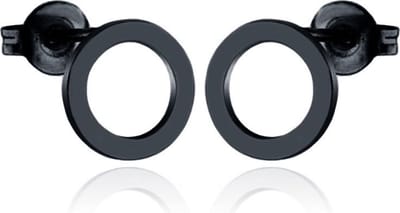 Cilla Jewels oorstekers Edelstaal Open Circle Zwart