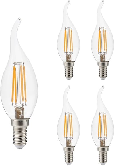 Kobi LED Filamentlamp E14 4W - 470lm - 3000K - 360° - 230V - Druppelvorm - Voor Nachtlamp, Wandlamp of Tafellamp - 5 stuks