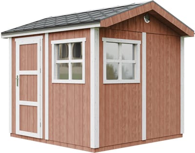 Timbela M913-REDWOOD RED - LP SmartSide Tuinhuis op houtbasis - 5,9 m² - 250x294xH252 cm - met vloer en verf