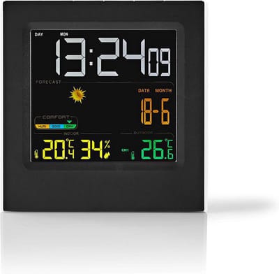 Nedis Weerstation - Binnen & Buiten - Inclusief draadloze weersensor - Weersvoorspelling - Tijdweergave - LED - Wekkerfunctie
