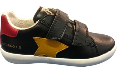 Naturino 4.0 - Annie Hybri - Mt 24 - velcro's gele ster vegan sneakers - Zwart