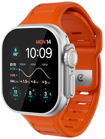 Keybudz Journey FKM horlogeband 44/45/46/49mm – Weerbestendig en 100% waterdicht – UV-bestendige afwerking – Compatibel met alle Apple Watch modellen 44-49mm - Oranje