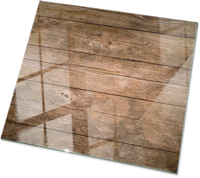 Tulup Tafelblad Glas - Houten Plankstructuur Gehard Glas - 50 cm x 50 cm - Bruin Glazen Tafelblad - Vierkant Tafelblad Glas - Gehard Glazen Tafelblad Voor de Eettafel in de Eetkamer - Glasplaat Tafel