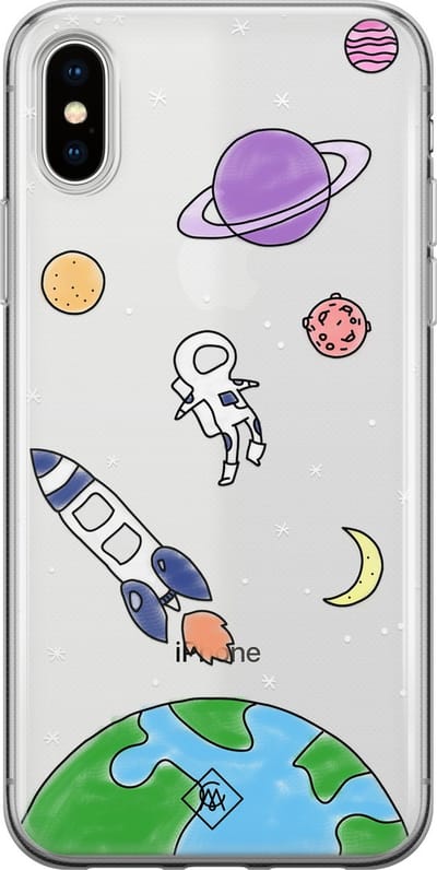 Casimoda® hoesje - Geschikt voor iPhone Xs - Universum - Siliconen/TPU telefoonhoesje - Backcover - Transparant - Multi