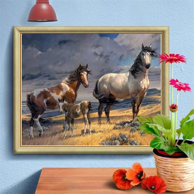 Peinture au Diamant Animal Cheval Art Diamant Plein Perçage Broderie Ronde Point de Croix Décoration de Maison 20X30CM