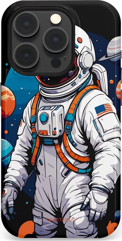 Casetastic Hoesje Geschikt voor Apple iPhone 15 Pro Magsafe - Stijlvolle Beschermende Duo-layer Case - Astronaut in space