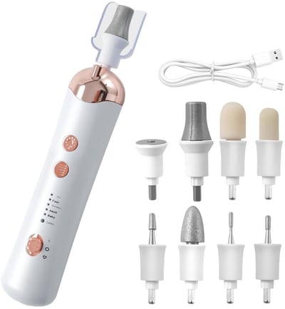 carmdering - Nageldriller - Elektrische Nagelvijl - Nagelverzorgingsset - 5 snelheden (2000-5000 RPM), oplaadbaar (2000 mAh) - Met 8 opzetstukken, LED, Type-C - Voor natuurlijke en kunstnagels - Stil, bidirectioneel - Wit