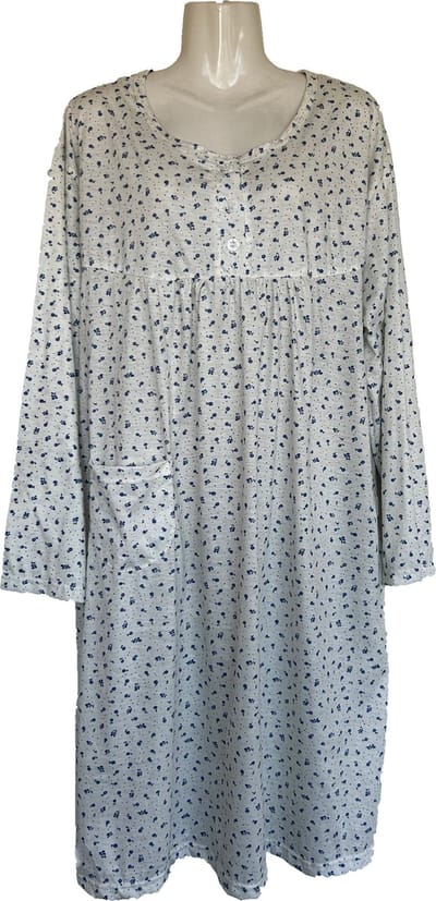 Dames Nachtjapon Gebloemd Blauw 3XL