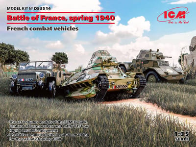 ICM Modelbouwpakket Militaire voertuigen - DS3514 Battle of France, spring 1940 (Panhard 178 AMD-35, FCM 36, Laffly V15T) Plastic - 1:35 - Modelbouw