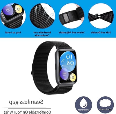 Verstelbare nylon horlogebandjes voor Watch Fit 2 - Ademend sportpolsbandje voor dames en heren, vervangbaar en comfortabel