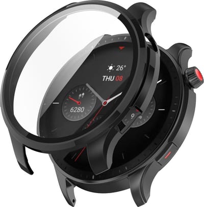 Beschermende watch case - hoesje - geschikt voor Amazfit GTR 4/GTR 4 Pro - zwart