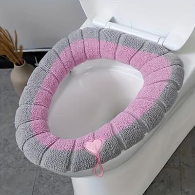 Toiletbrilhoes Wasbaar – Zachte Pluche Toiletzitting Cover – Volledig Omsluitend Toiletbril Kussen voor Winter – Antislip en Machinewasbaar – Universele Pasvorm