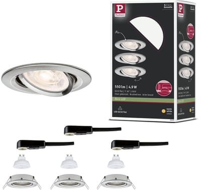 LED-inbouwlamp Nova GU10 Flat draaibaar 3x4,9W 3x550lm 230V 2700K Staal geborsteld