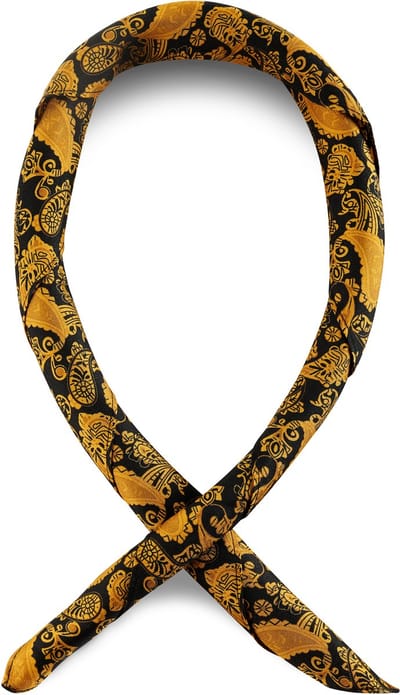 Zijden halsdoek met goud en bruin paisleymotief