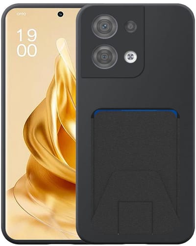 Geschikt voor Oppo Reno 9 Pro Plus Telefoonhoesje met Verstelbare Leren Pasjeshouder - Flexible Back Cover Case Siliconen TPU with Adjustable Leather Cardslot - Zwart - Smartphonica geschikt voor Oppo Reno 9 Pro Plus